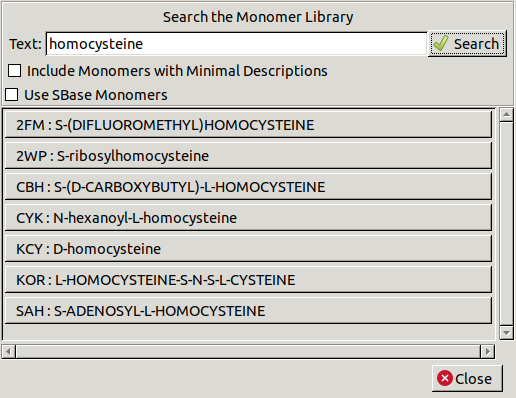 Search Monomer Library